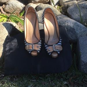 GIUSEPPE ZANOTTI Striped Buckle heels.